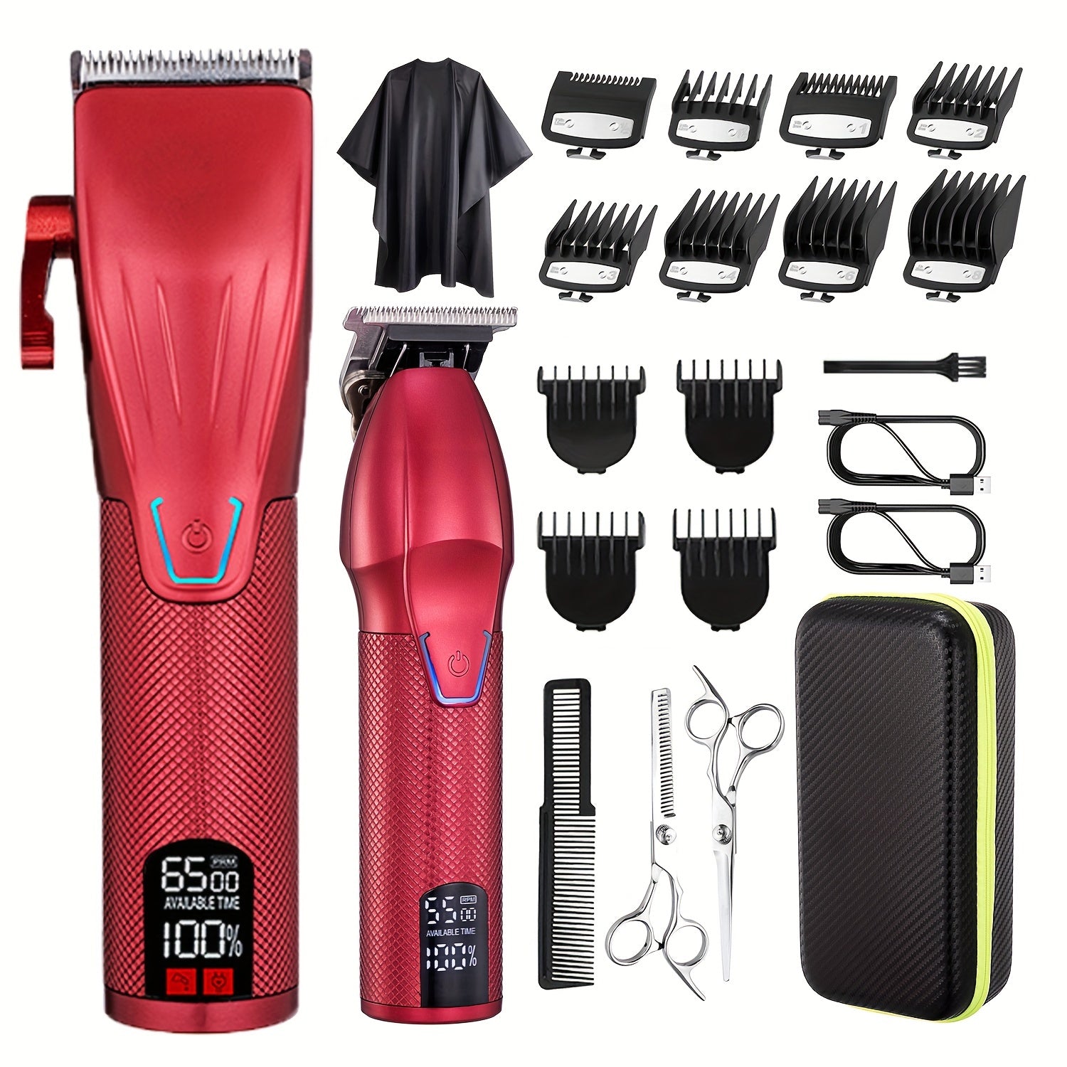 Cordless hair clipper and trimmer set with USB rechargeable Lithium battery for perfect cuts