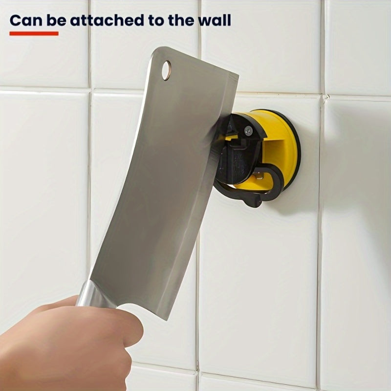 Portable manual knife sharpener with suction cup quick blade sharpening tool for kitchen use