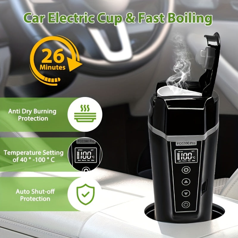 Portable Stainless Steel Electric Car Kettle 12V/24V Travel Mug 500ml