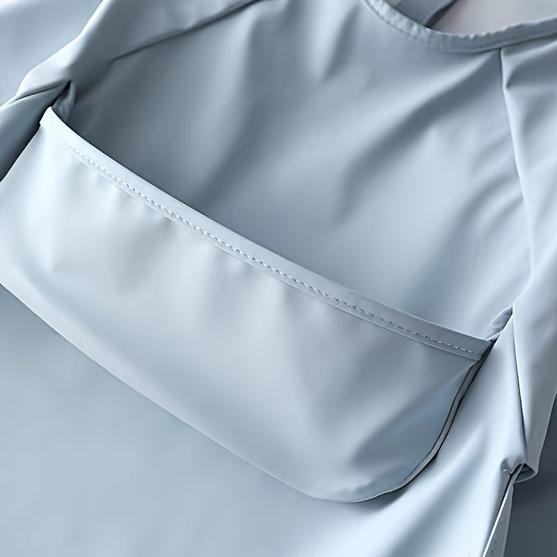 Long Sleeve Waterproof Reversible Bib for Kids with Soft PU Material and Easy Cleaning