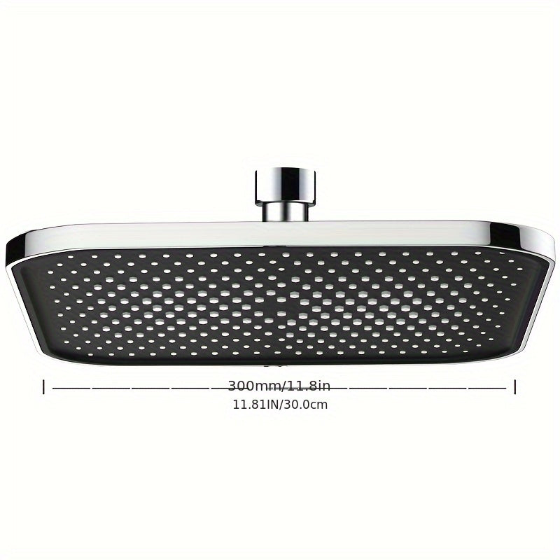 Black and Silver Square Shower Head with Fixed Spray for Bathroom