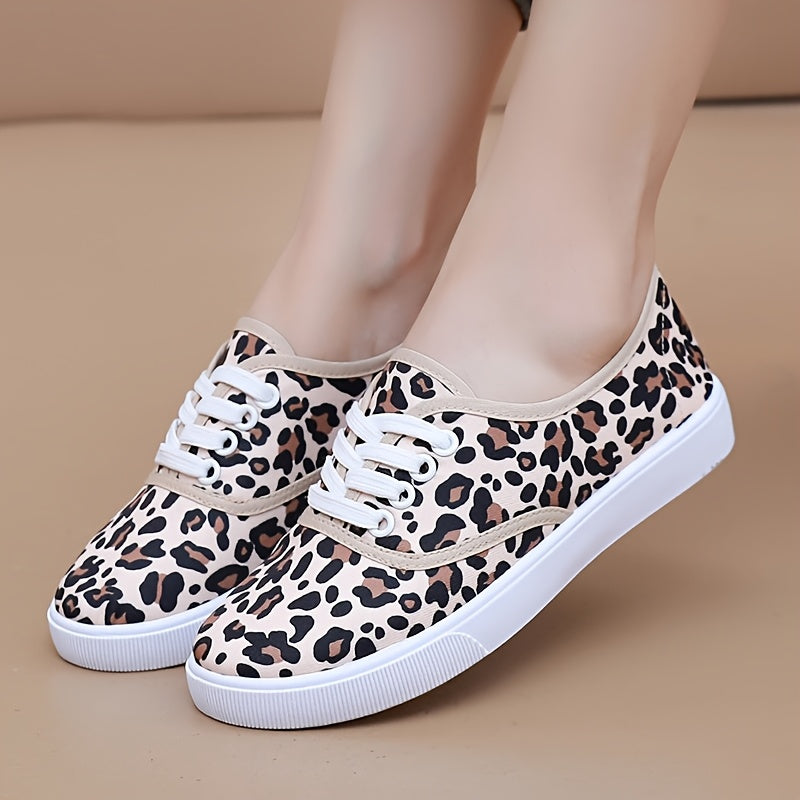 Women's Low-Top Lace-Up Flats Beige Black Breathable Casual All-Season Shoes