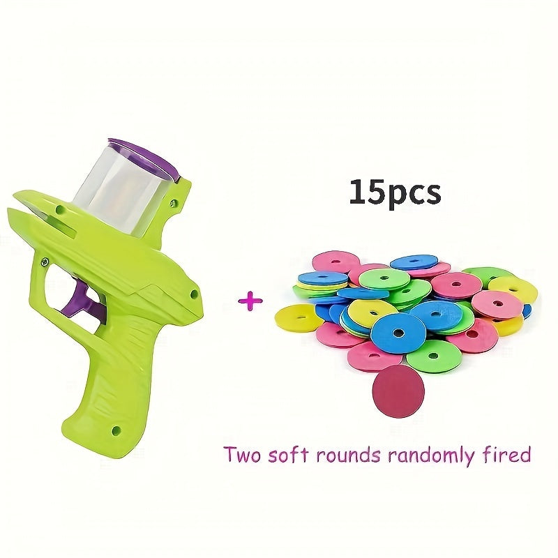 Interactive Cat Toy Launcher Plastic Plaid Pattern Foam Discs Battery-Free