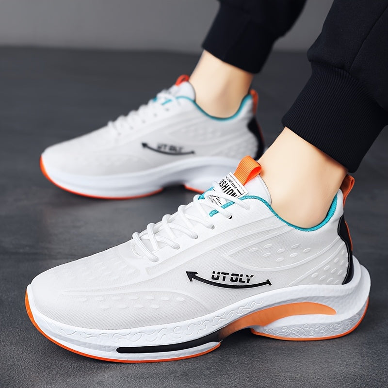 Men's Blue and White High-Top Athletic Sneakers Breathable Fabric PVC Sole EVA Insole Casual Outdoor