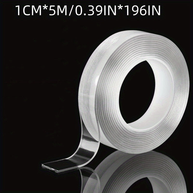 Прозрачный двусторонний нано-скотч для водонепроницаемых настенных наклеек, многоразовый и термостойкий для домашнего декора. Прочные клеящие полоски для многоцелевых монтажных нужд.