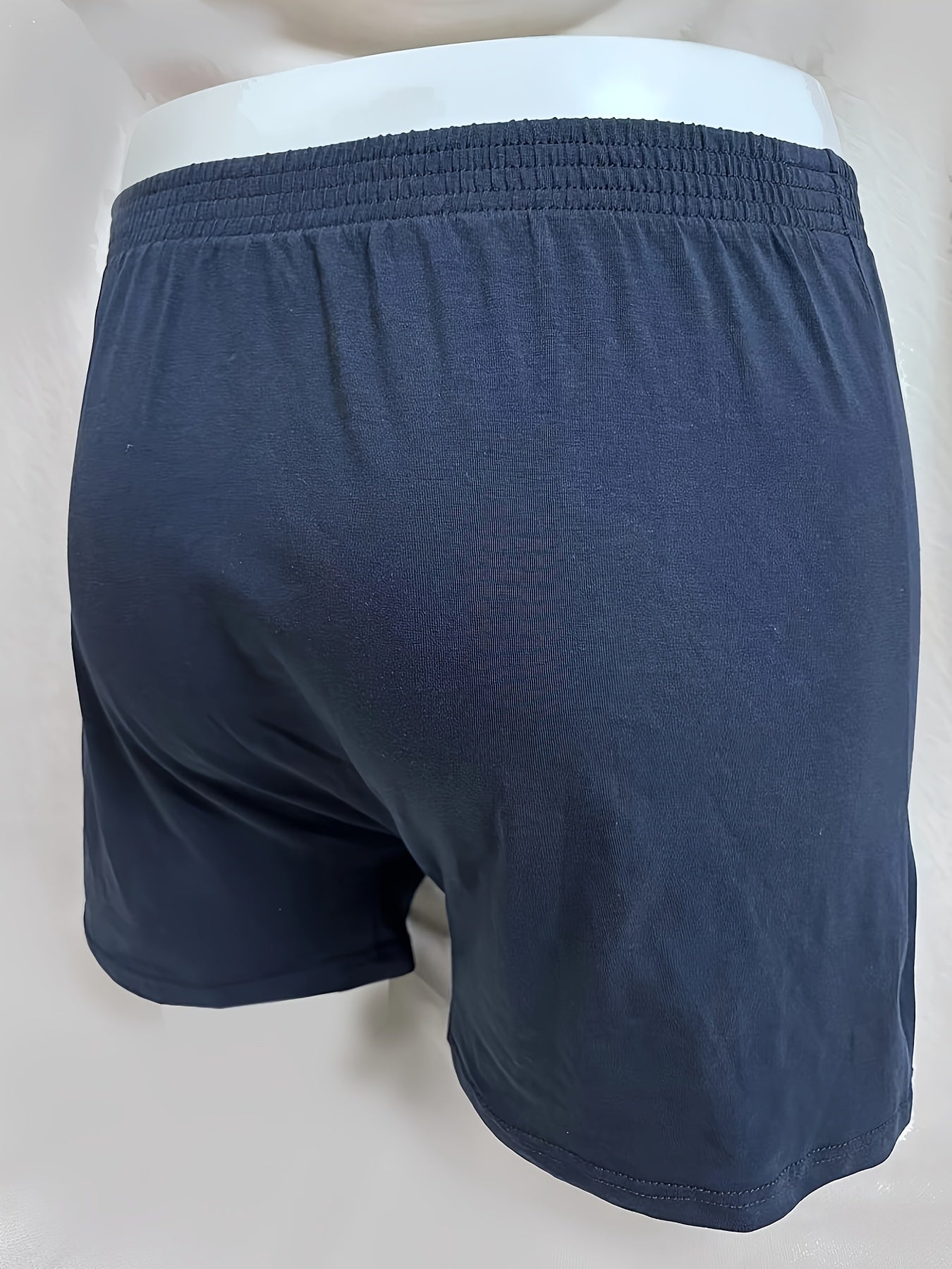 Men's Cotton Boxer Briefs 3 Pack Black Navy Light Blue Elastic Waist No-Ride