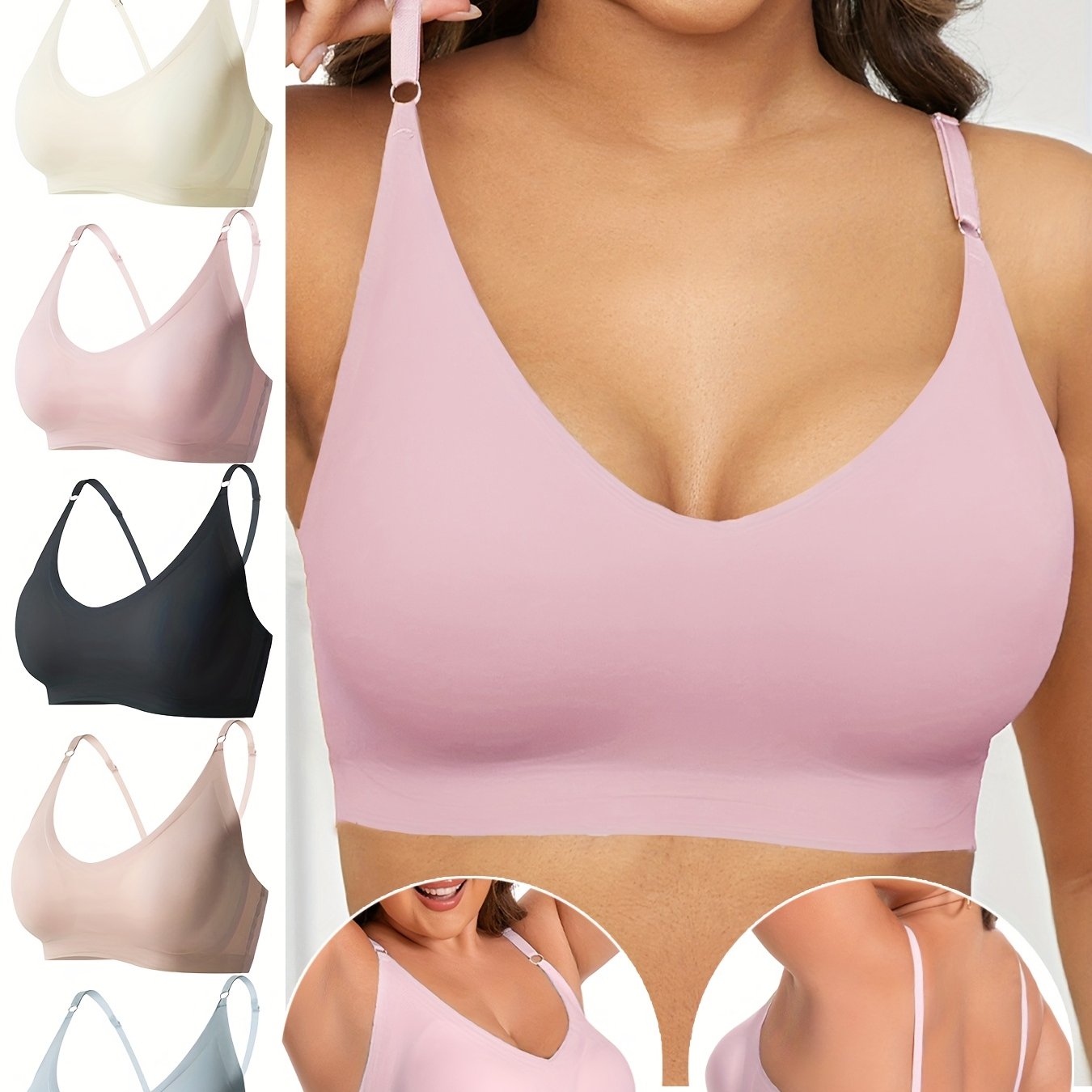 Plus Size Wireless Seamless Padded Bra 5 Pack