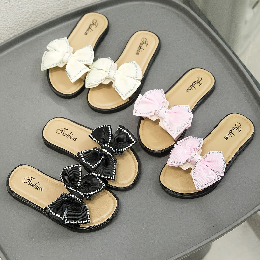 Girls Bow Sandals Lightweight Breathable Non-Slip Casual Shoes for Indoor Outdoor Beach Water Play