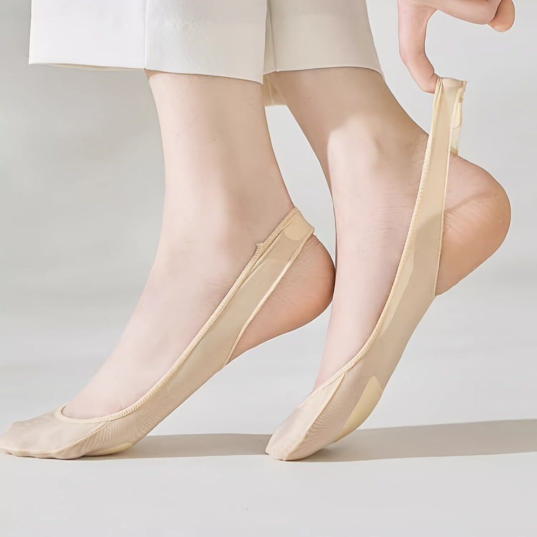 Unisex Ice Silk Invisible Socks Breathable Anti-slip Thick Sponge Pads