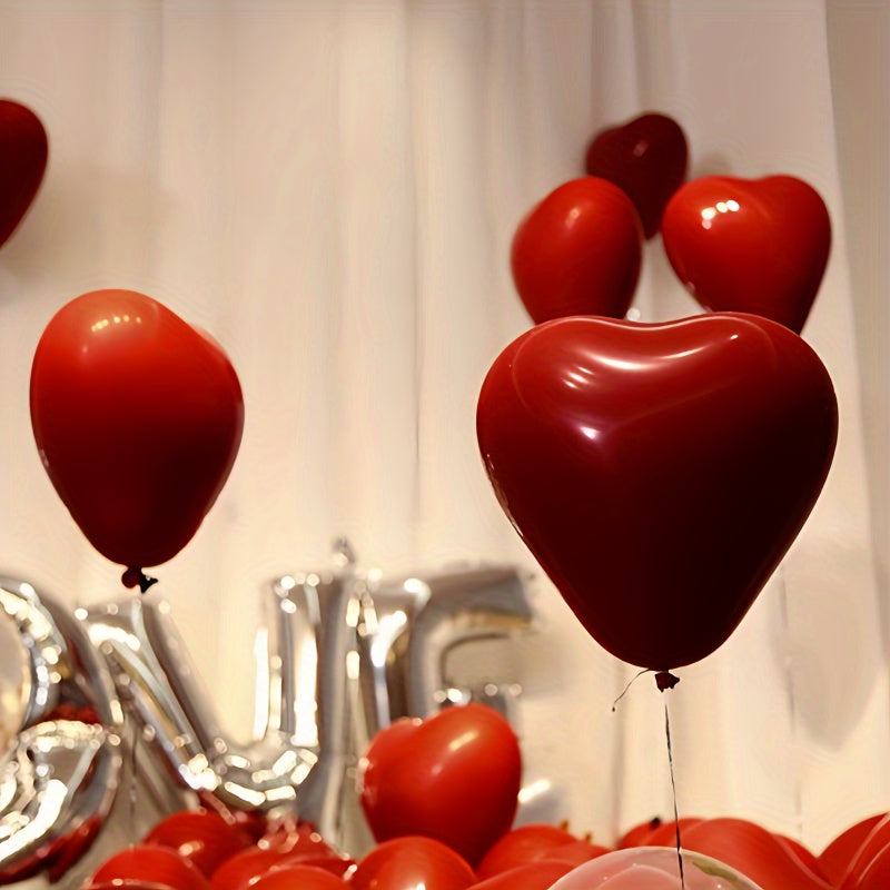 Red Heart-Shaped Balloons for Celebrations, 30 Pack