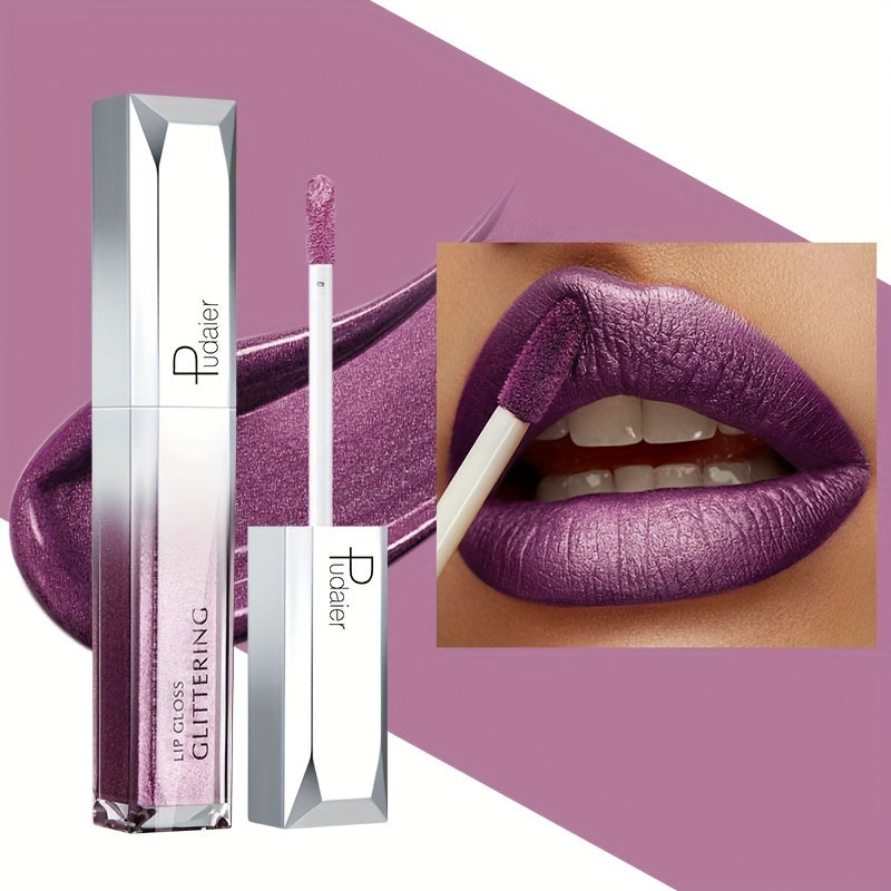 Women Sparkling Glitter Metallic Lip Gloss Waterproof Long-Lasting 18 Colors