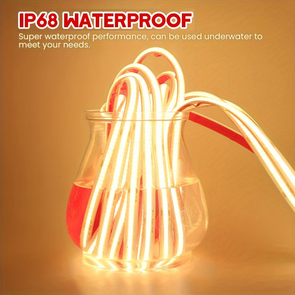 High-Brightness COB LED Strip Light 220V Flexible Cuttable 49.99cm White