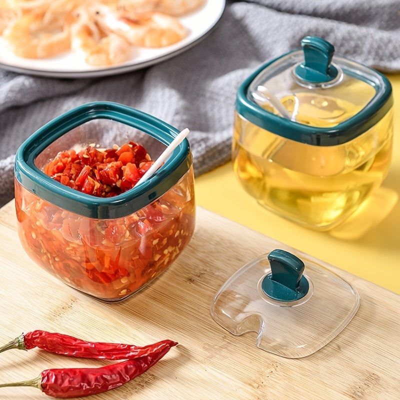Leak-Proof Plastic Seasoning Storage Container for Salt and Condiments Kitchen Organizer