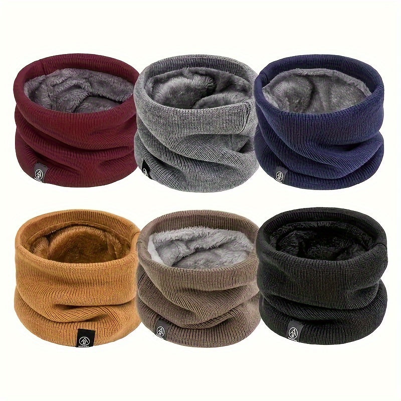 Winter Knitted Scarf for Men Women Cozy Neck Cover with Plush Lining