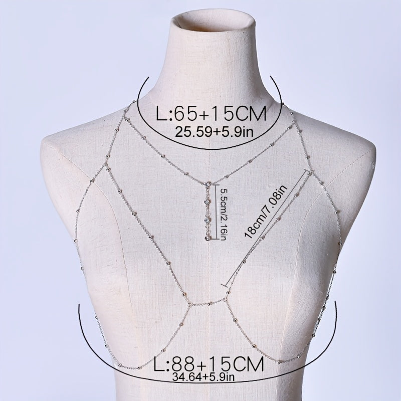 Women's Rhinestone Body Chain Set with Hanging Pendants for Parties and Vacations