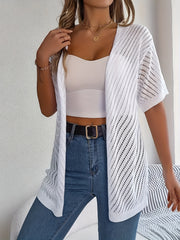 Cárdigan de punto para mujer de manga corta transpirable para verano, top elegante