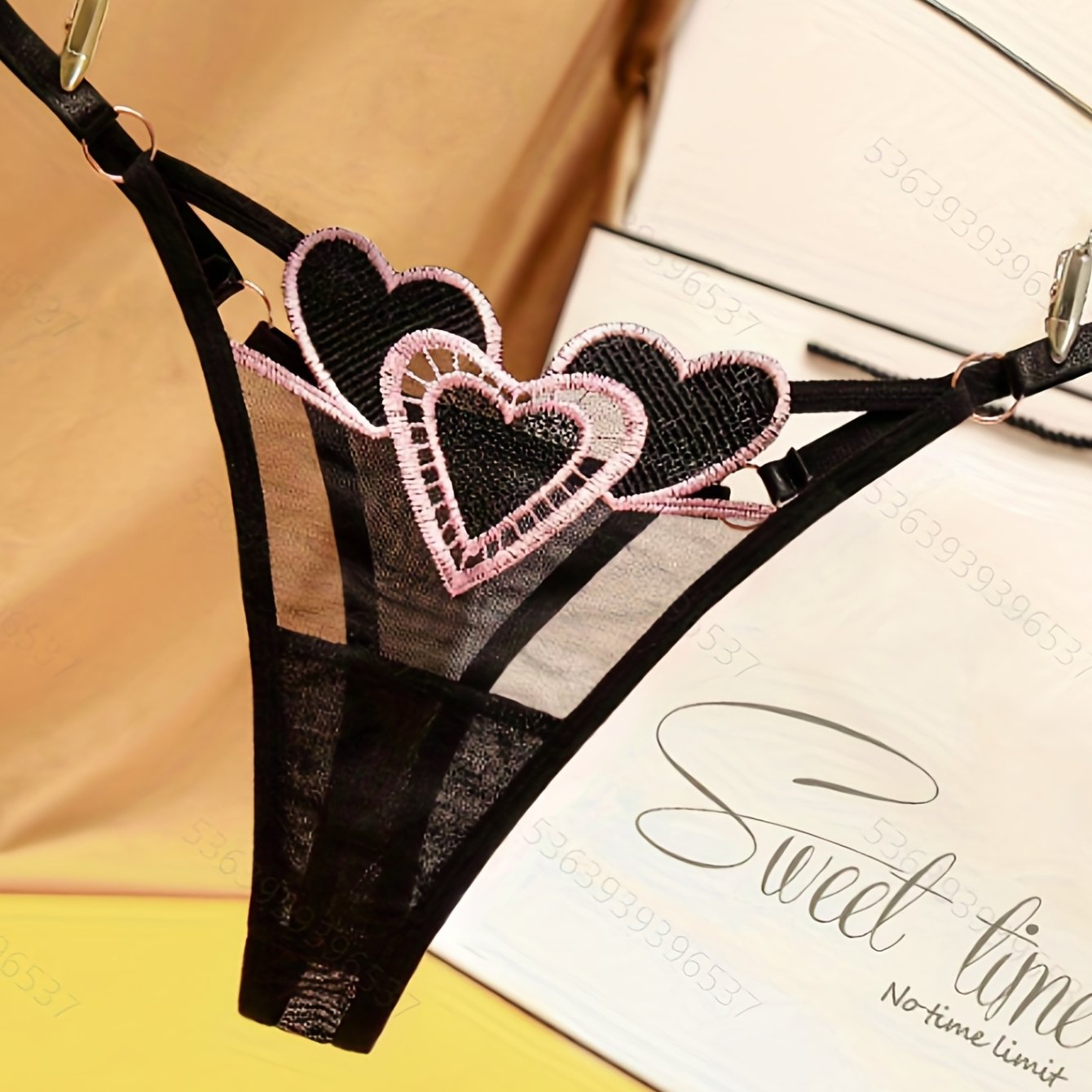 Women's Red Lace Thong with Sheer Mesh, Low-Rise, Breathable Lingerie