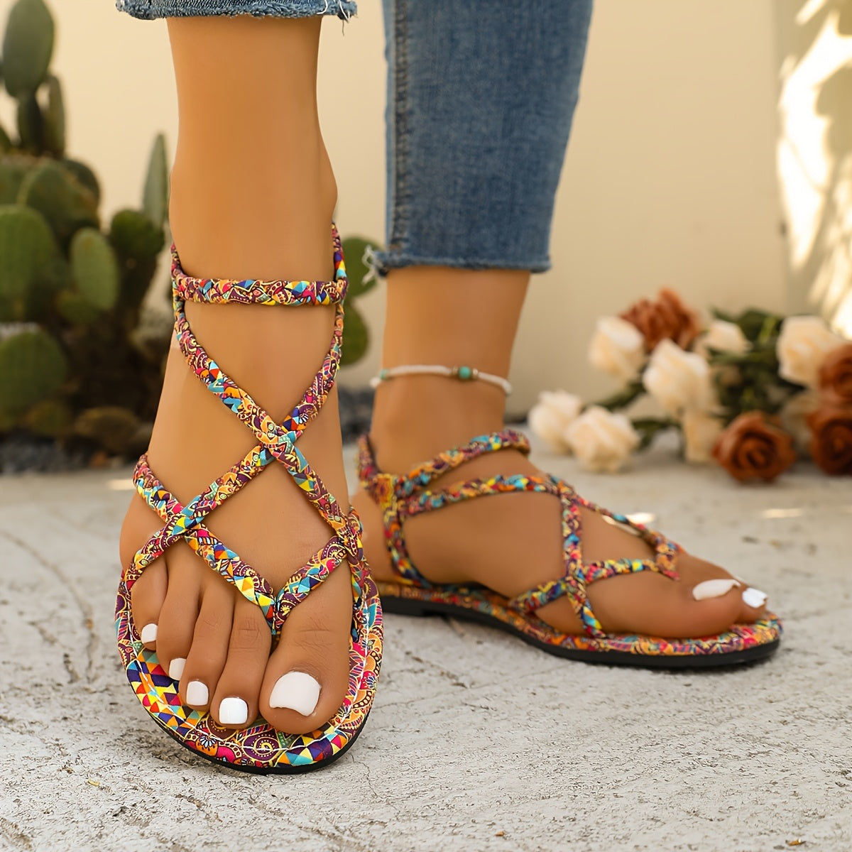 Women's Leather Flat Sandals Comfortable Summer Footwear