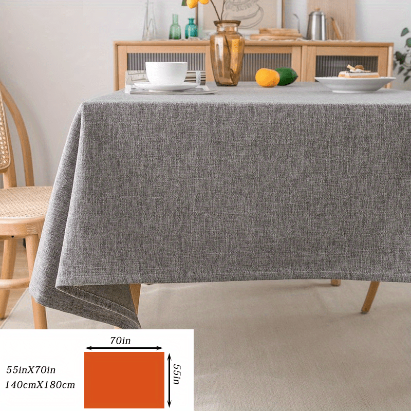 Mantel de poliéster gris impermeable para mesa rectangular de comedor