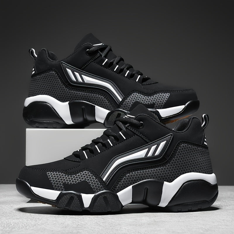 Мужские повседневные кроссовки с верхом из PU, противоскользящей резиновой подошвой, с амортизирующей поддержкой свода, низкий топ, шнуровка, для комфорта в течение всего дня, черные и белые