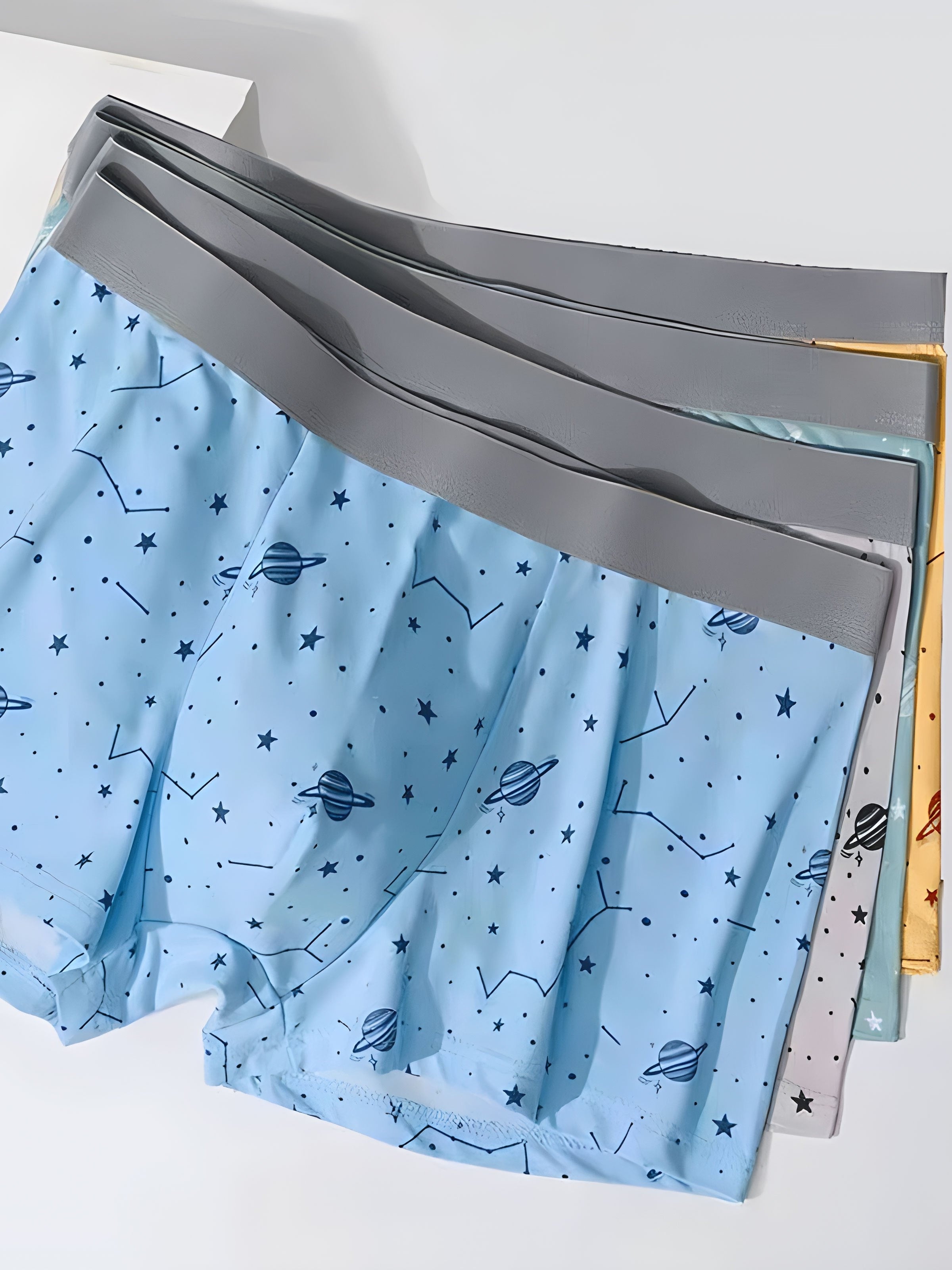 Men's Quick-Dry Boxer Briefs 4-Pack Geometric Pattern Polyester Spandex Shortie