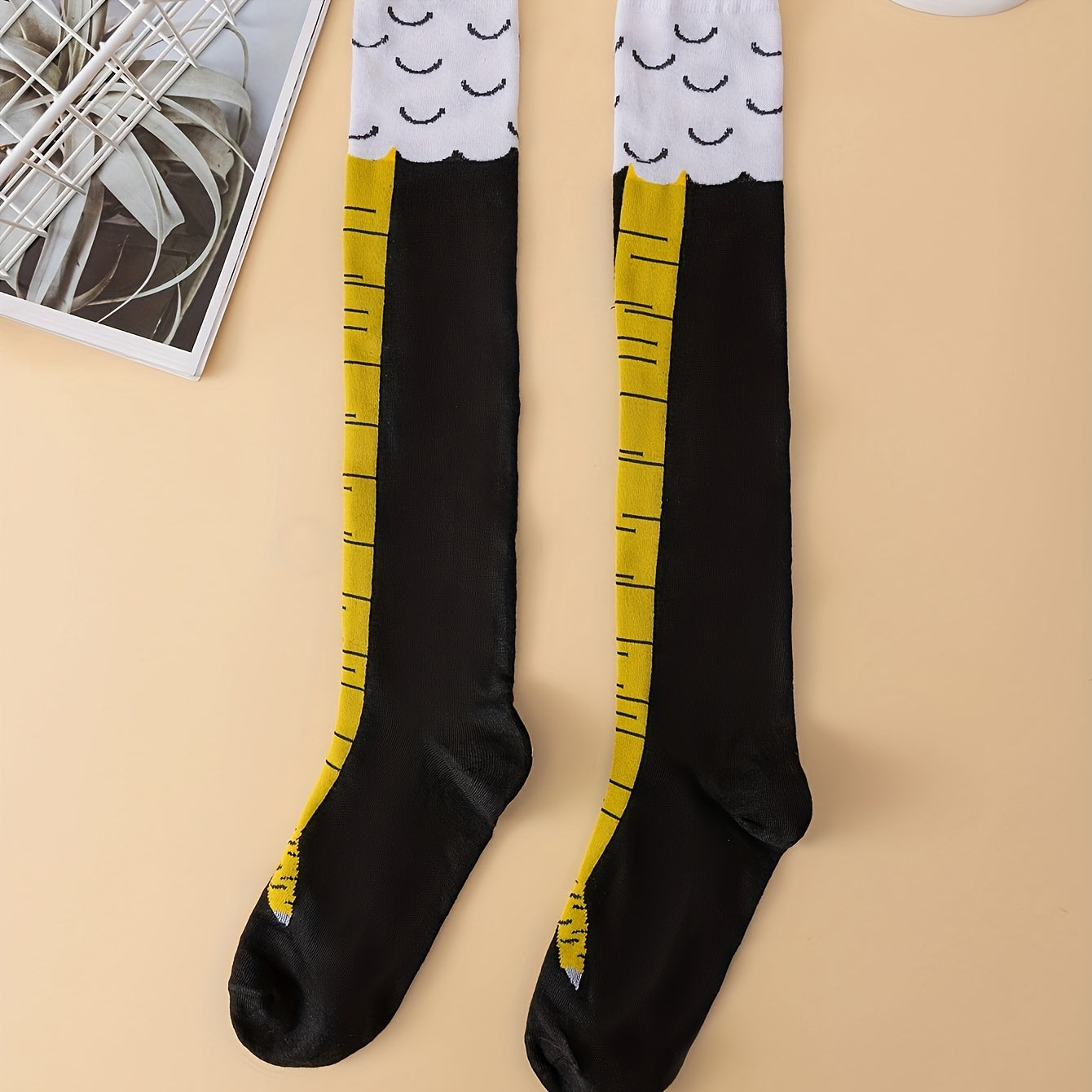 Women's Striped Polyester Chicken Feet Thigh-High Socks for Cosplay
