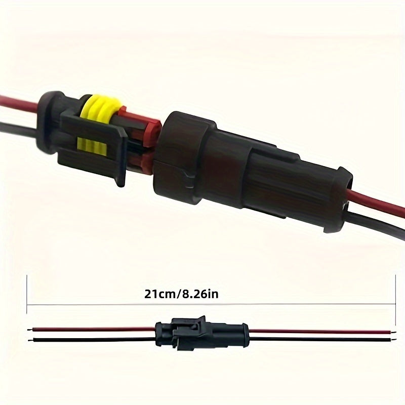 Electrical Connector Plugs Set Waterproof 10pcs 2-Pin for Car Motorcycle