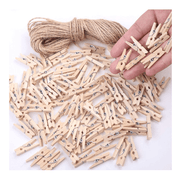 Decorative Photo Clips Set with 5m Hemp Rope for Wall Display