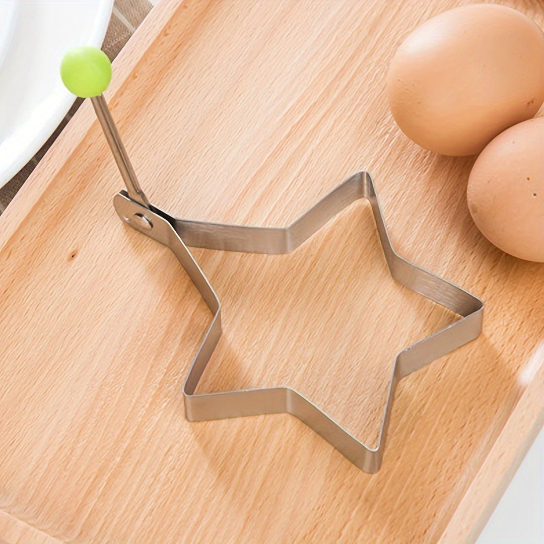 Set of 5 Stainless Steel Egg Molds Heart and Star Shapes for Breakfast
