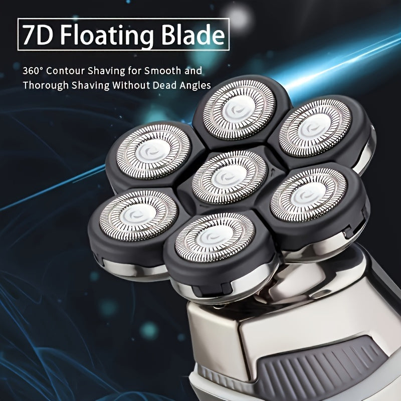 Беспроводной аккумуляторный триммер для головы с роторными лезвиями для влажного и сухого бритья