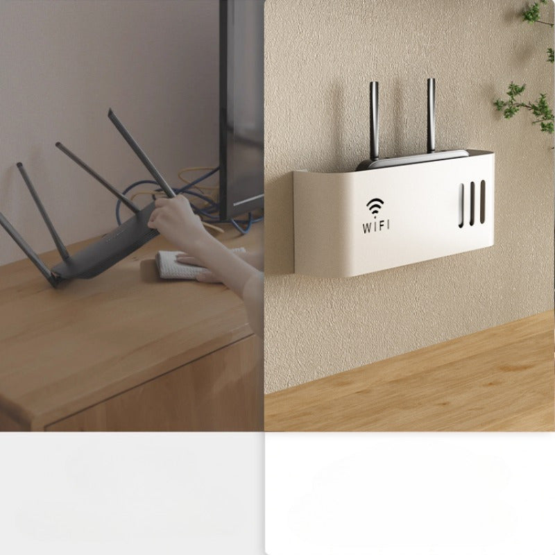 Wall-Mounted WiFi Router Storage Box Durable Space-Saving Organizer for Home Office