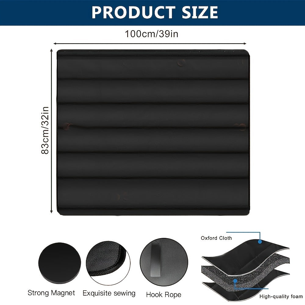 Magnetic Fireplace Blanket Black Indoor Cover Draft Stopper Insulation Odor Control