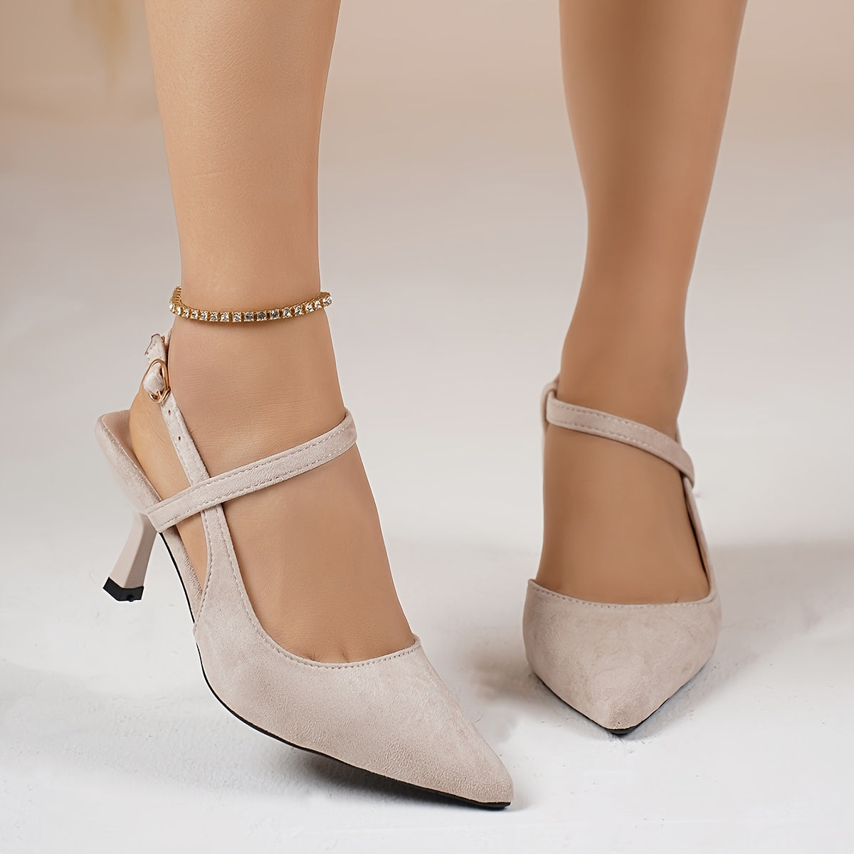 Women's Black Pointed Toe Stiletto Heels with Ankle Strap for Weddings Parties