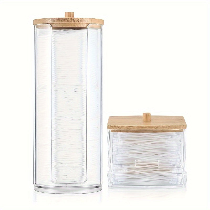 3-Piece Boho Chic Bathroom Storage Organizer with Bamboo Lids