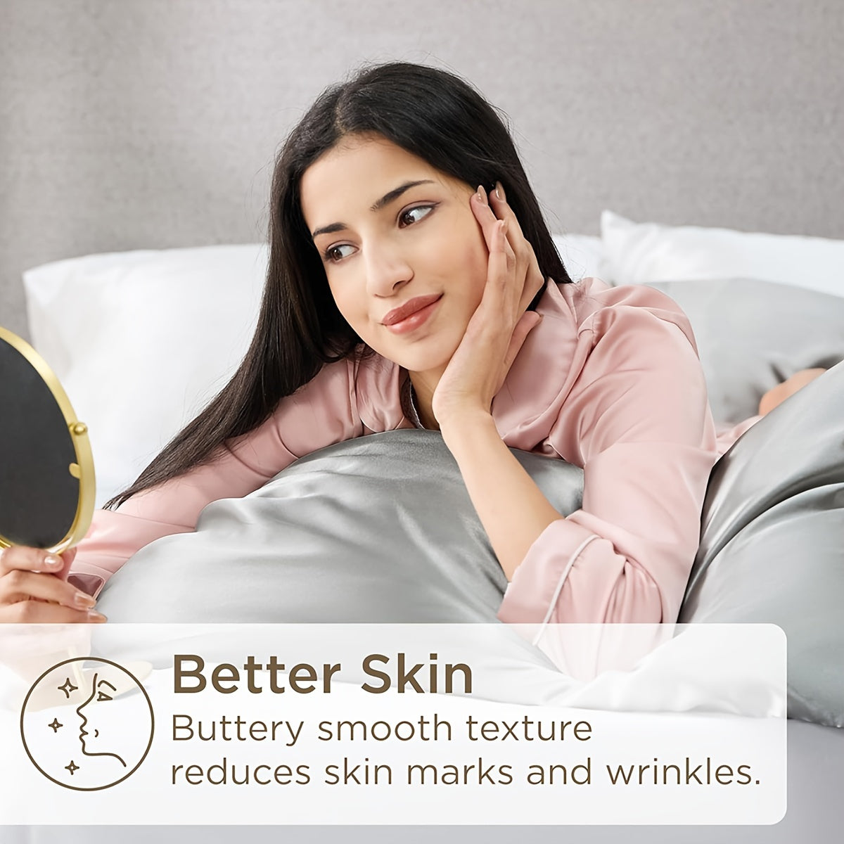 Pair of 2 Satin Elastic Pillowcases Solid Color Silky Soft Bedroom Sofa Covers