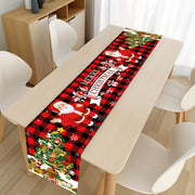 Polyester Christmas Table Runner with Santa Claus and Reindeer Design for Holiday Decor
