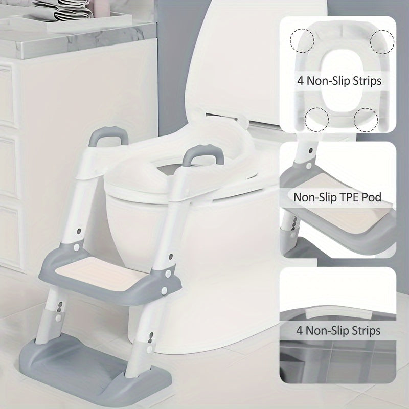 Escalera de entrenamiento para niños con pasamanos, asiento de inodoro plegable, asiento de inodoro para niños con seguridad