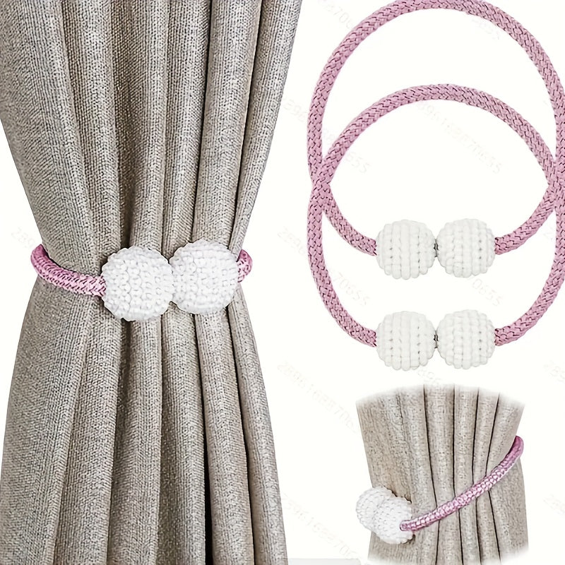 Set of 2 Magnetic Curtain Tiebacks Heavy Duty Rope Clips for Living Room and Office