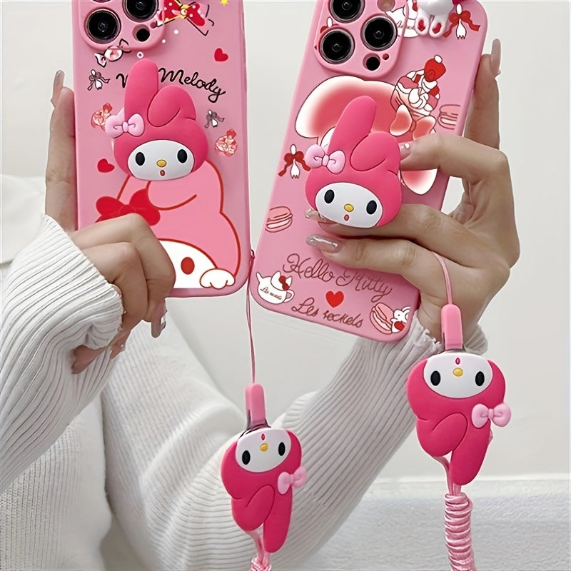Cartoon Phone Case with Stand for iPhone TPU Soft Cover Fashionable and Cute