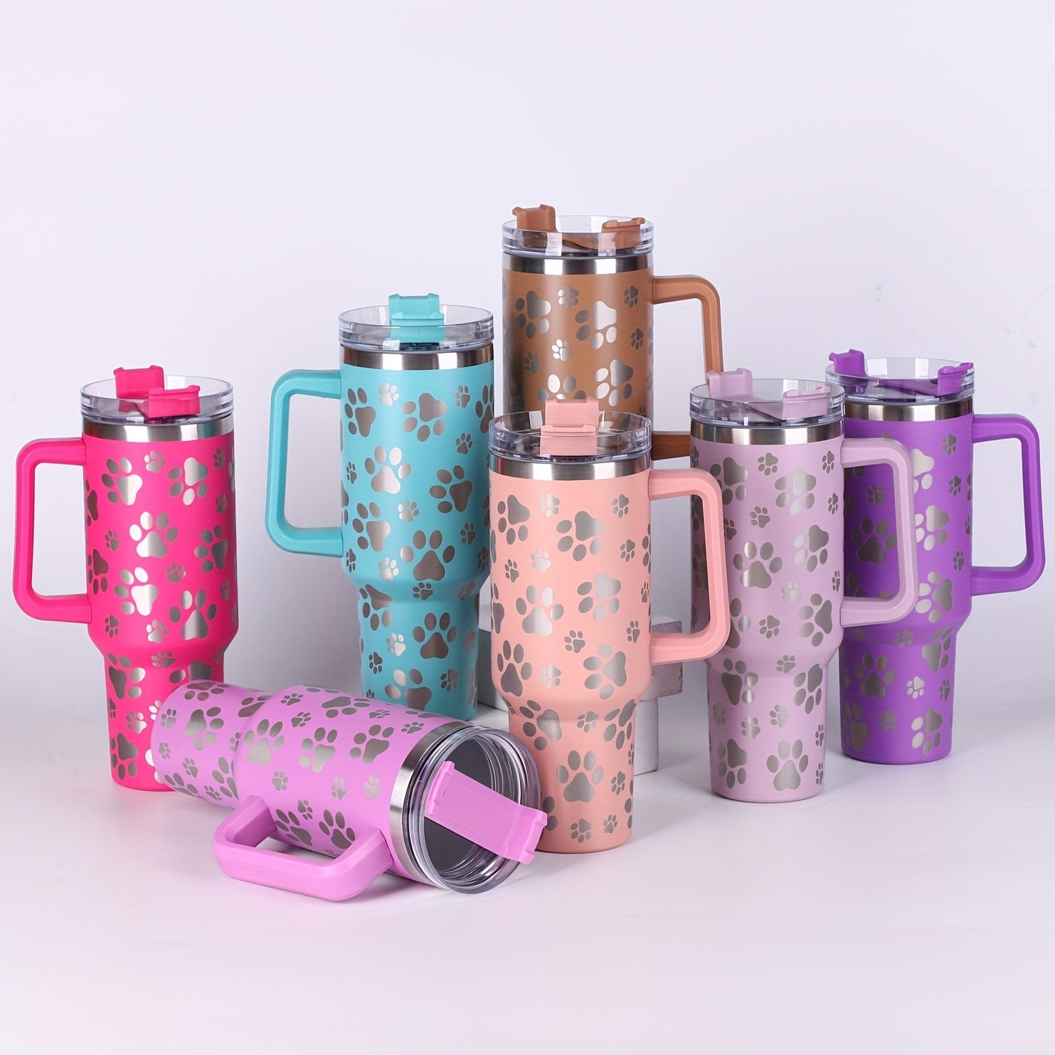 Taza de viaje de acero inoxidable aislado de 40 oz con doble pared y vacío, con tapa y asa para coche y uso diario