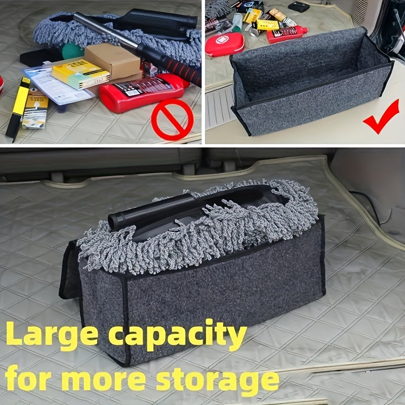 Portable Foldable Car Trunk Organizer Linen Storage Box with Handle Gray