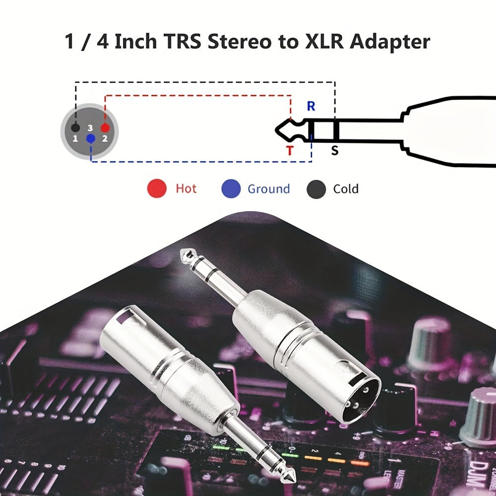Adaptador de micrófono TRS de 1/4 de pulgada metálico a XLR macho para equipos de audio
