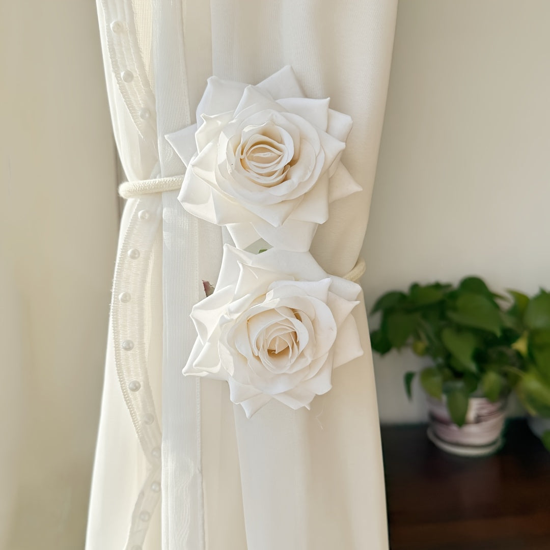 White Rose Curtain Tieback Cotton Linen Home Decor Living Room Office
