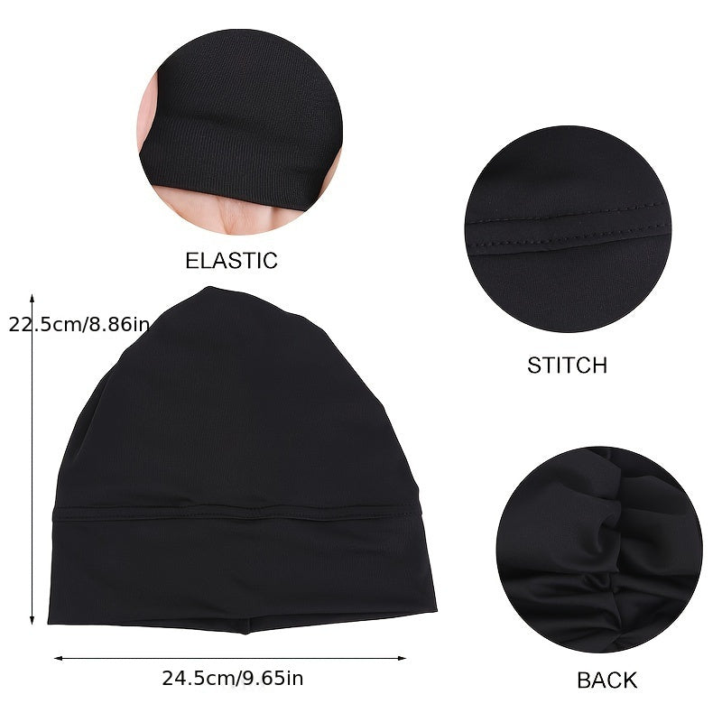 Set of 6 Women's Soft Polyester Undercaps in Solid Colors, Stretchy and Comfortable