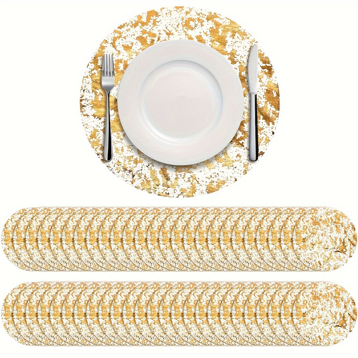Golden Foil Mesh Disposable Placemats 33cm Round Elegant for Weddings and Events