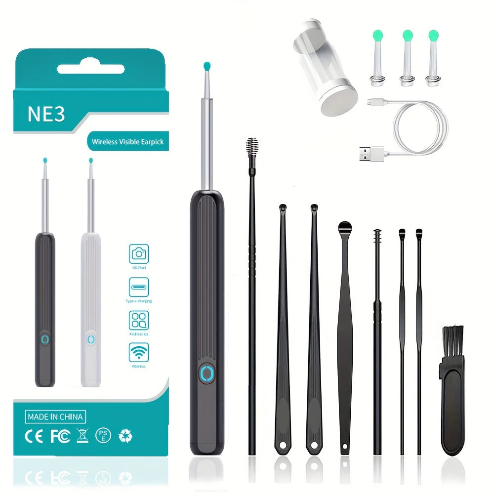 Ear Wax Removal Kit with Camera Light 8-Piece Ear Set for IOS Android