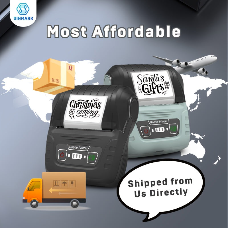 Mini Thermal Label Maker Portable Smartphone-Compatible USB Rechargeable Monochrome Printer for Labels