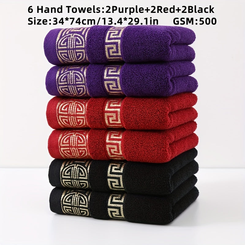 6-to'plam paxta sochiq to'plami, juda yumshoq, yaxshi o'zini o'zi yuvadigan, soya chidamli, geometrik dizayn, uy, hammom, sayohat uchun