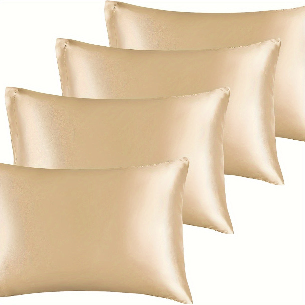 Set of Four Faux Silk Cushion Covers with Zipper