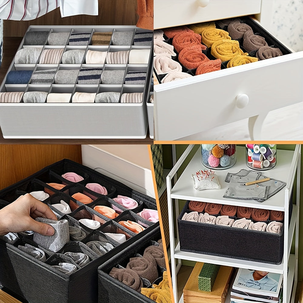 Drawer Organizer with 24 Grids Collapsible Closet Divider for Socks Underwear Ties